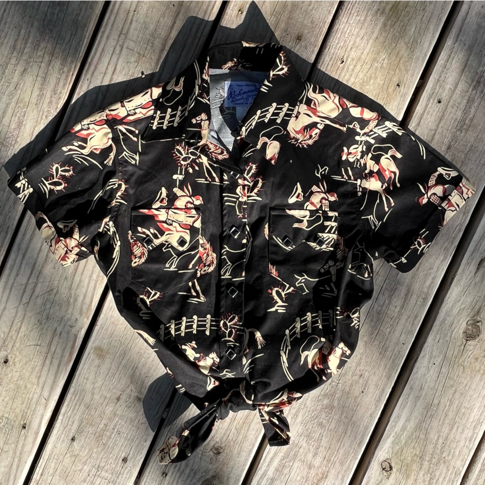 Vintage Bronc Print Rockmount button up